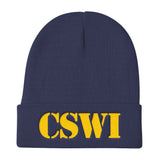 CSWI (0814) Knit Beanie (Yellow Embroidery)