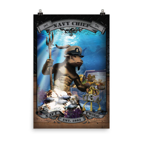 Navy Chief King Neptune Challenge Coin Poster